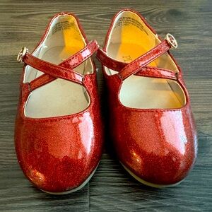 Red Sparkly Mary Jane Flats for Toddler Girl